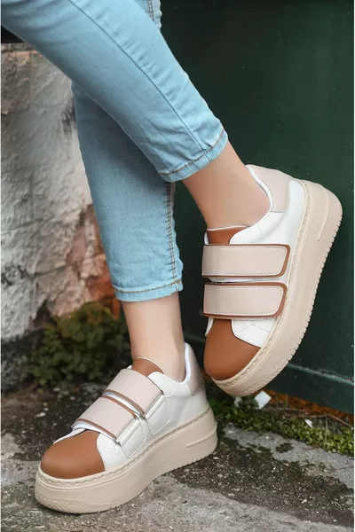 حذاء رياضي سنيكرز بسحاب مزدوج وكعب مخفي ونعل سميك