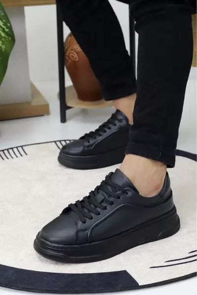 حذاء رياضي رجالي يومي مقاوم للماء بسولة سوداء سميكة 