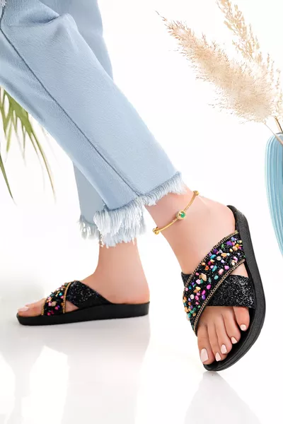 شبشب نسائي يومي أرثوبدي مزين بالأحجار أنيق للمنزل والشاطئ والبحر والخارج