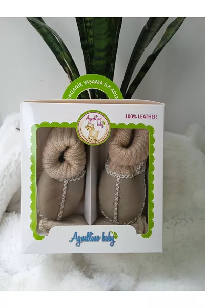 جوارب طفل مبطنة بالصوف من جلد الخروف الحقيقي