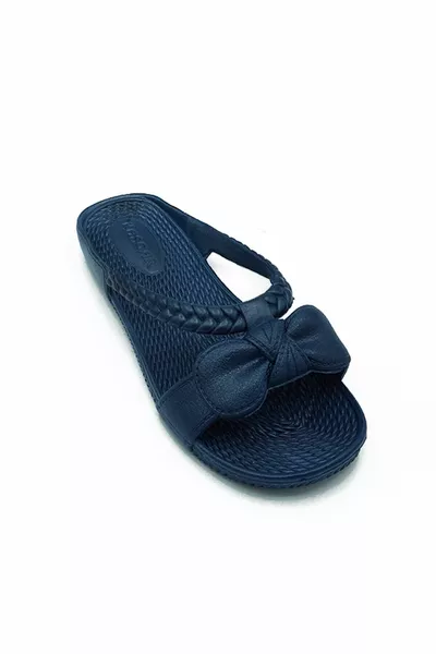 Дамски чехли с омекотена подметка за баня, балкон, плаж и улица, тъмносиньо