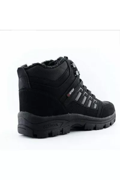 حذاء رجالي أسود شتوي غير قابل للانزلاق رياضي يومي للمشي