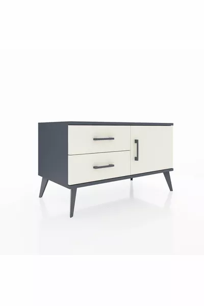 Hyperion Dresser with One Shelf, 2 Drawers, and Single Door, Anthracite-Quartz
