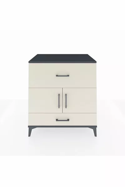 خزانة كرونوس رف واحد درجين و بابين أنثراسايت-حجر رملي