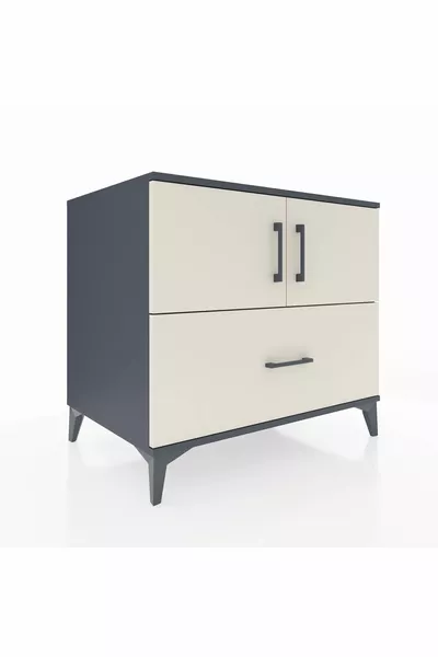 Kronos Şifonyer 2 Raflı Tek Çekmeceli 2 Kapaklı  Antrasit-Aytaşı