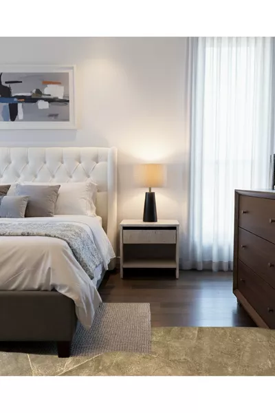 خزانة جانبية بمظهر الترابتين مع درج علوي