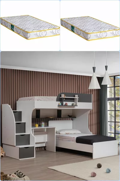 سرير بطابقين، سرير أوورا بطابقين مع مكتب وسريرين مريحين