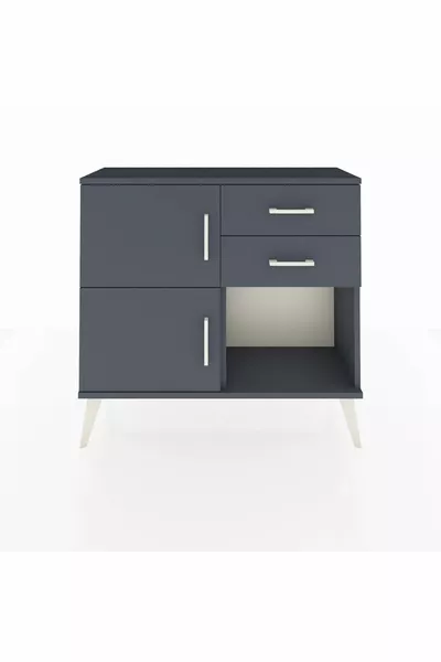 خزانة أرجيس مع رف واحد، درجين، بابان، أنثراسيت-أنثراسيت