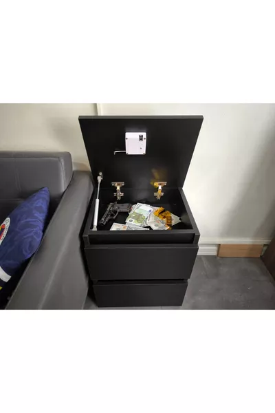 RFID Locked Nightstand with Hidden Compartment (NO ASSEMBLY REQUIRED)