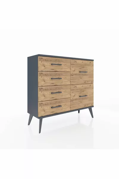 Arges Şifonyer 6 Çekmeceli  Antrasit-Antrasit/Çam