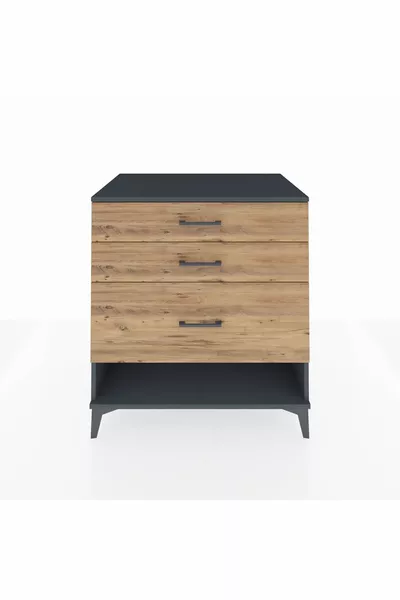 خزانة كرونوس 3 أدراج أنثراسيت-صنوبر