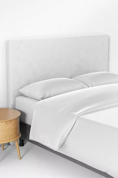 قماش غطاء رأس سرير بقاعدة بلون أبيض سادة