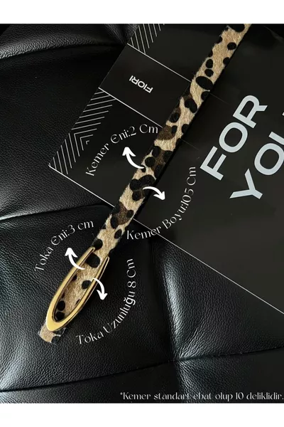 حزام نسائي رفيع بنقشة الفهد مع إبزيم طويل، حزام للسترة، حزام للقميص، حزام للفستان