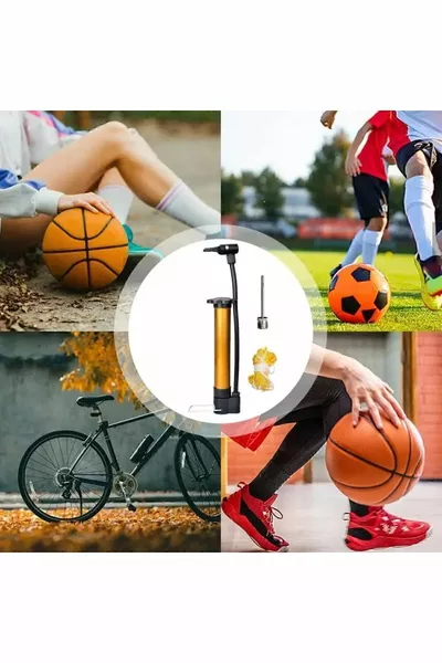 مضخة دراجات هوائية يدوية لمضخ الهواء في الإطارات مع إبرة كهدية