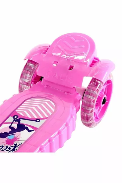 سكوتر بناتي وردي بعجلات ثلاثية مع فرامل من السيليكون