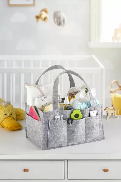 منظم حقيبة العناية بالطفل من اللباد - رمادي