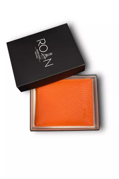 محفظة برتقالية لمن تحب! محفظة رجالية من الجلد النباتي - تصميم أنيق وبسيط، مع عبوة هدية!
