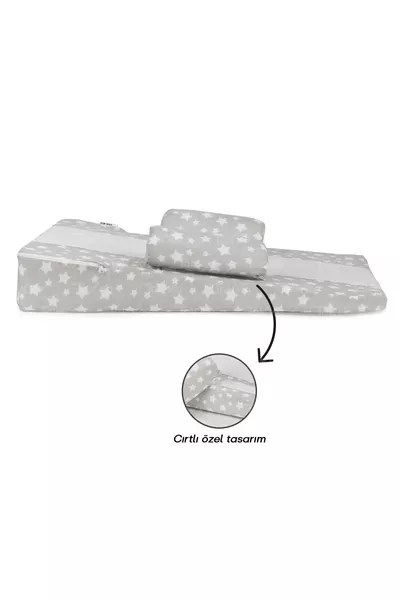 غطاء قابل للغسل متعدد الوظائف، سرير طفل ارتجاعي أرثوبيدي، وسادة ارتجاع الطفل مزيلة للغاز، باللون الرمادي