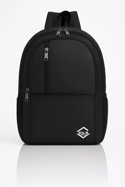 Zaino Unisex Nero in Tessuto Impermeabile, Grande, per Scuola e Viaggio