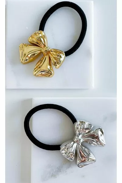 Damen Pinterest Gold, Silber 2er Set Schleifen-Haarklammer