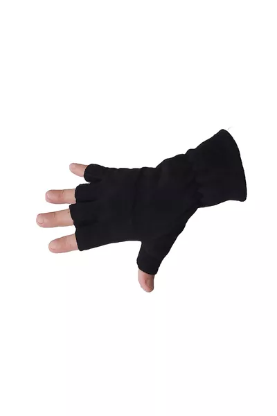 Men's Black Cut Finger Half Finger Fingerless Winter Wrist Elastic 1 Pair Fleece Gloves