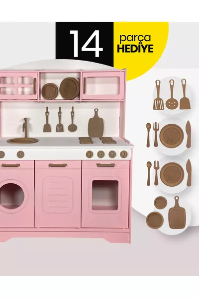 Holzspielzeugküche. Babypink. Holzlernspielküche