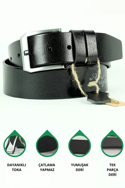 حزام رجالي من جلد الجاموس الطبيعي 4.5 سم، أسود، لحزام البنطال الجينز الرياضي