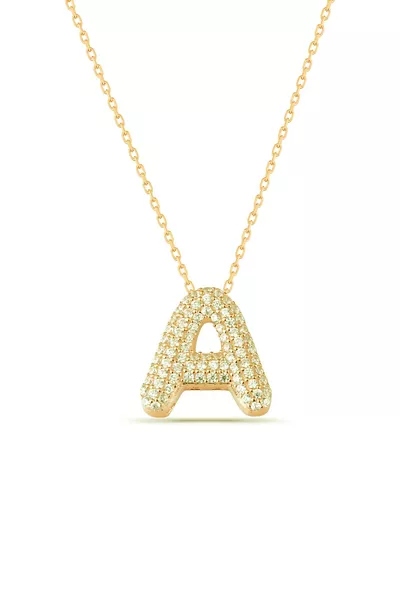 Gold Plated Letter A Sterling Silver Necklace