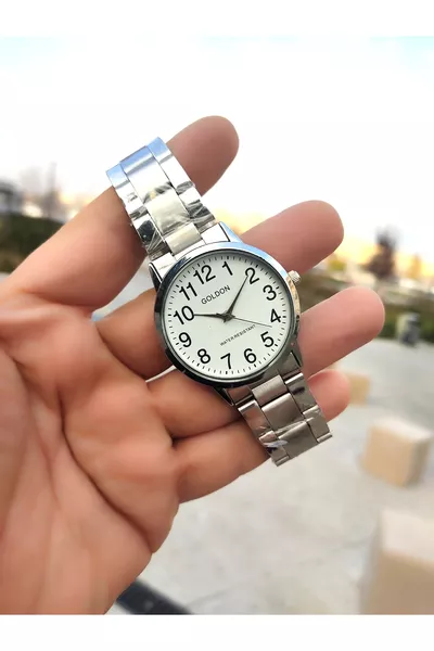 Часы с металлическим браслетом и винтажными цифрами, размер L