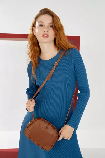 Print Karamel Kadın Omuz Çantası 