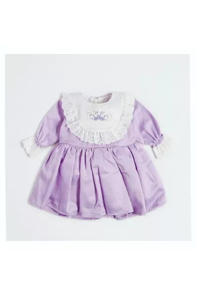 فستان إيزابيلا للفتيات بأكمام طويلة، مزخرف بتطريز زهور وشبك، مبطن، على طراز الأميرة الكلاسيكي، أنيق، باللونين البنفسجي والليلكي