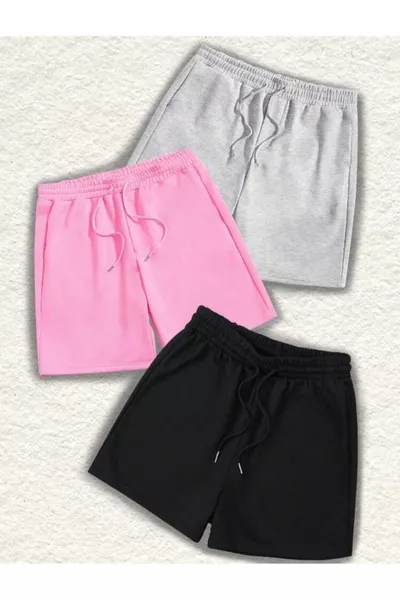 Lot de 3 Shorts Rose Gris Noir