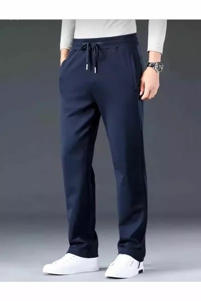 Navy Baggy Comfortable Slim Fit Straight Leg Sweatpants
