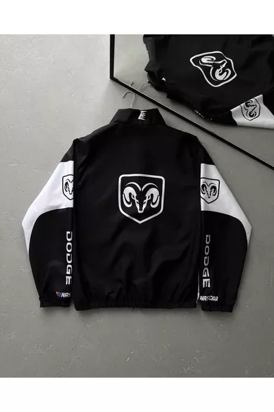 Imperméable et coupe-vent unisexe noir avec imprimé Dodge