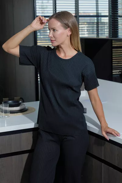 Ribbed Waist Elastic Waistband Kaşkorse Set