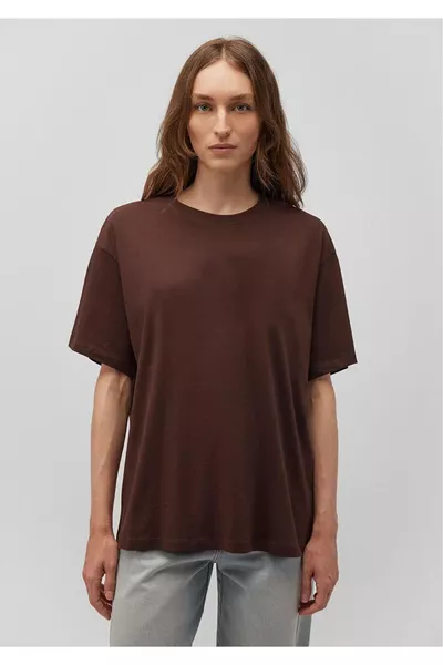 X Avontuur Superkwaliteit Dames % Katoen Koffiekleurige Ronde Hals Oversized Boyfriend T-shirt