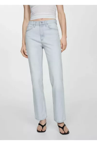 Jean taille mi-haute à coupe droite