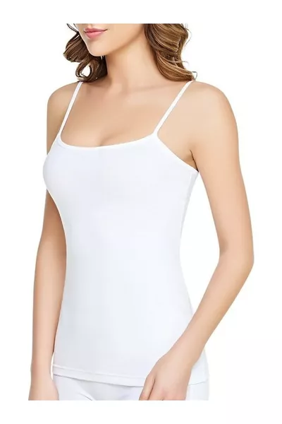 Женская майка на бретелях белого цвета, одинарная, Ribana 