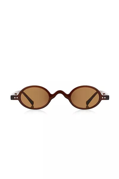 Round Unisex Sunglasses Brown 