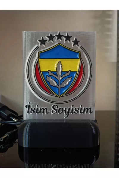 مصباح LED ديكوري أصفر كحلي باسم الشخص  بسلك مع ضوء أصفر كحلي - هدية