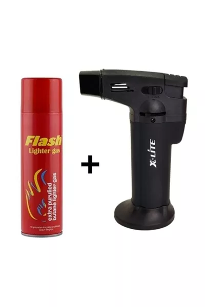 Газовая горелка-зажигалка  градусов, заправляемая, с ударным и факельным воспламенением, с подарочным газом