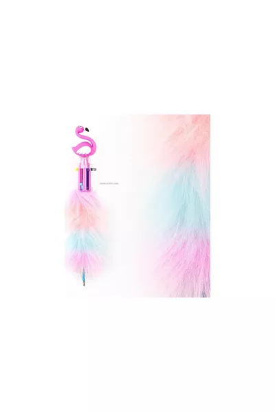 Flamingo Peluşlu Fonk Tükenmez Kalem 6 Renk b