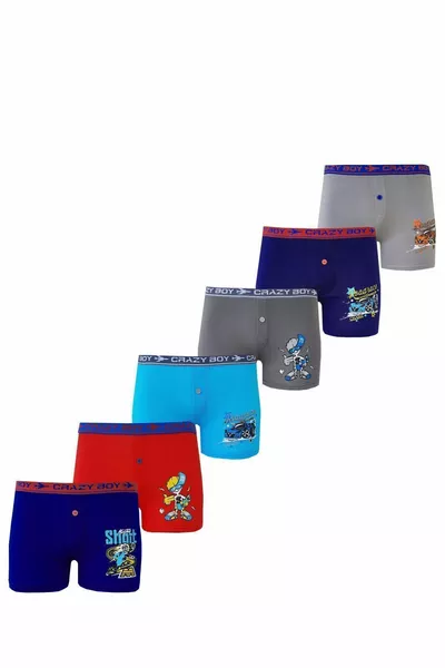 6-Pack Boys' Colorful Printed Boxer Briefs