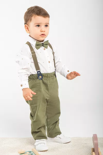 1-5 Years 4-Piece Bow Tie and Overall Suit Baby Outfit