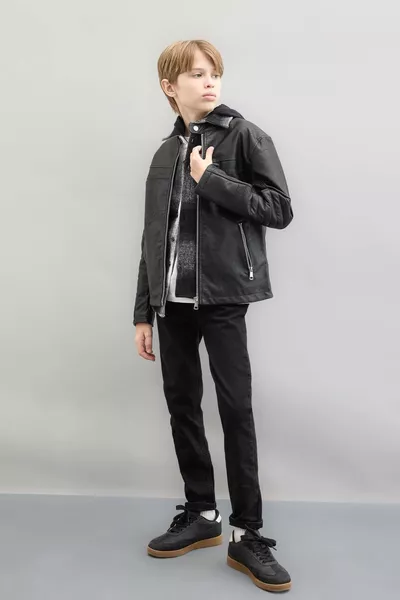 Boys' Water-Repellent Faux Leather Jacket AU