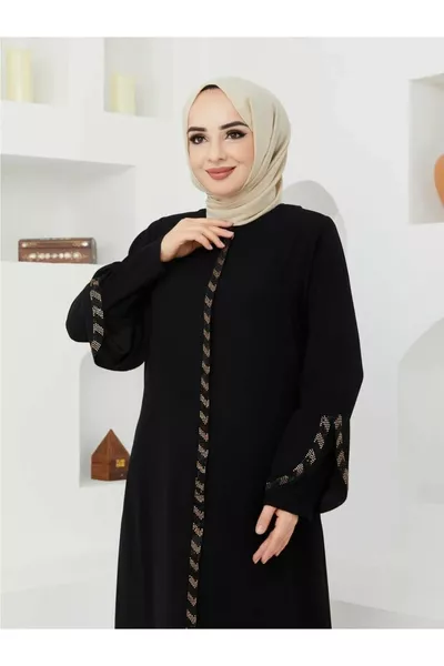 Дамско-полу дамско ръкавно с модел цип горна част с шарка палто-фераче