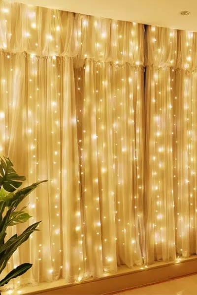 Rideau animé à LED avec télécommande, fonctionnant à pile et USB,  mètres, rideau de fée LED décoratif