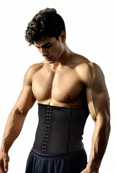 Fogliano Model Back Support Tightening 3-Level Strapless Latex Corset Black Color