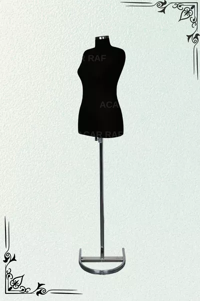 Манекен портной с поролоновым наполнением, с чёрным тканевым покрытием, размер 