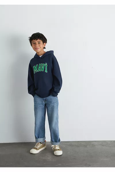 Sweat à capuche bleu marine avec logo 